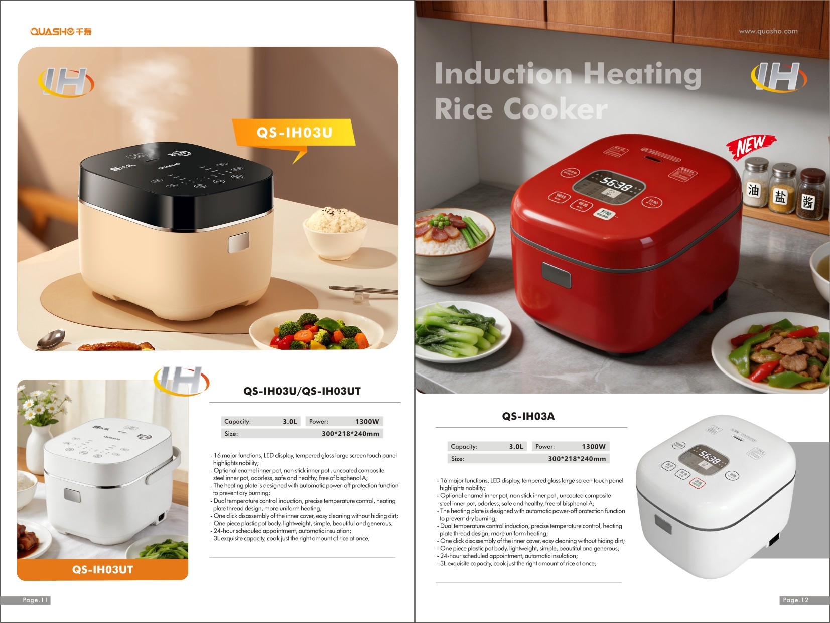 Induction heating rice cookers in a product catalog