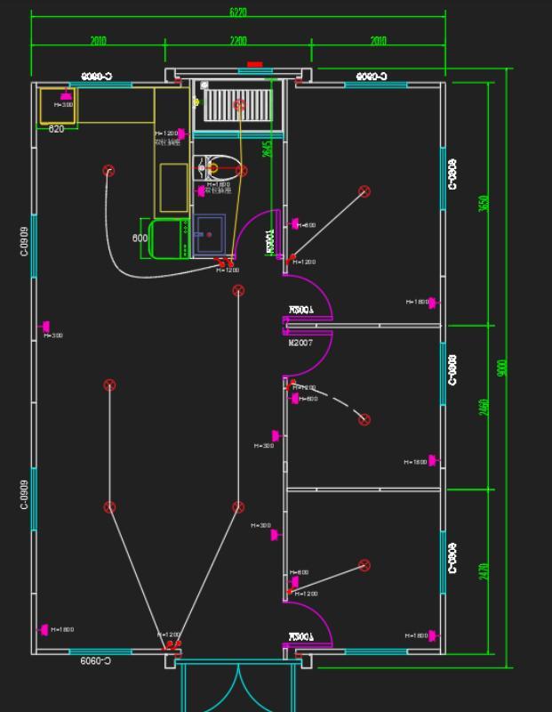 Three-bedroom floor plan for the 30ft double-wing expandable container house