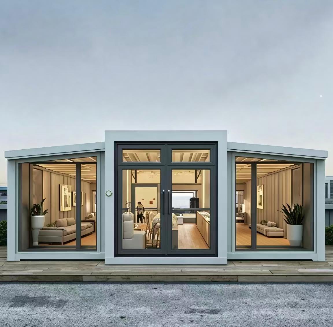 Front exterior view of the 30ft double-wing expandable house
